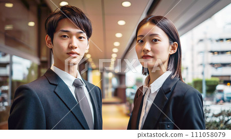 businesswoman and businessman in the office 111058079
