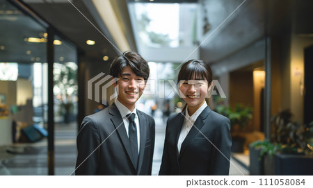 businesswoman and businessman in the office 111058084