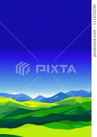 Illustration of blue sky and meadow 111058280