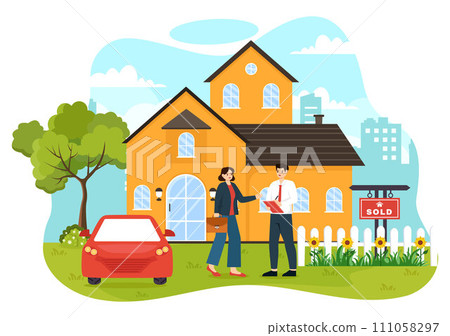 Land Broker Vector Illustration with Bridging Investors or Buyers and Sellers Agent for Buy, Rent and Sell Property in Flat Cartoon Background Land Broker Vector Illustration with Bridging Investors or Buyers and Sellers Agent for Buy, Rent and Sell Property in Flat Cartoon Background 111058297