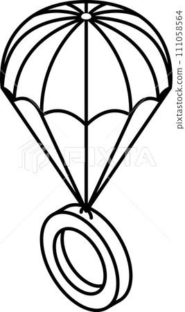 ring parachute isometric Line icon 111058564