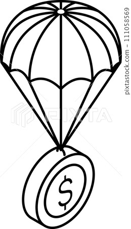 money parachute isometric Line icon 111058569