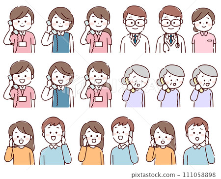 Nurses and patient families, people answering the phone 111058898