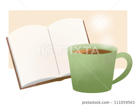 在咖啡廳享用美味的熱咖啡並閱讀書籍 在咖啡廳享用美味的熱咖啡並閱讀書籍 111059563