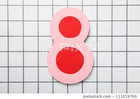 Paper number eight on a white background 111059769