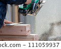 Carpentry work using a circular saw 111059937