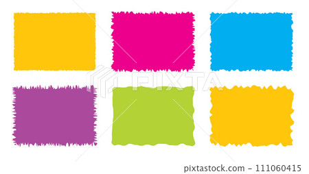 Jagged rectangle. Bright color simple shapes. Rectangle paper template jagged and rough. Jagged rectangle. Bright color simple shapes. Rectangle paper template jagged and rough. 111060415