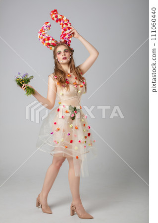 Portrait of a beautiful girl with creative make-up 111060440