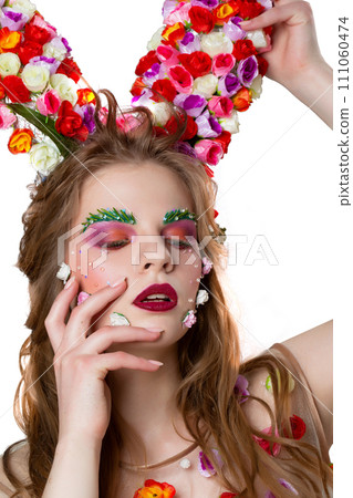 Portrait of a beautiful girl with creative make-up Portrait of a beautiful girl with creative make-up 111060474