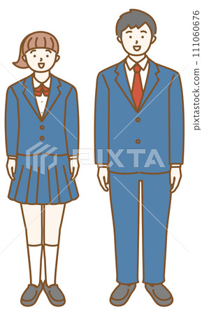 High school male and female students standing front 111060676