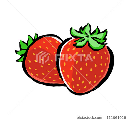 簡單手繪草莓插畫素材 111061026