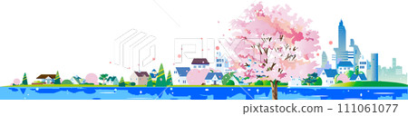 櫻花盛開的河邊風景 櫻花盛開的河邊風景 111061077