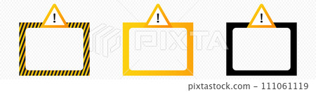 Caution alert frame with warning exclamation triangle 111061119