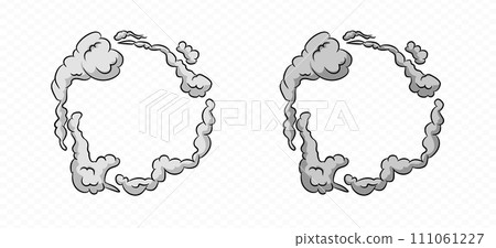 Smoke cartoon vector picture frame . Comic smoke dust border 111061227