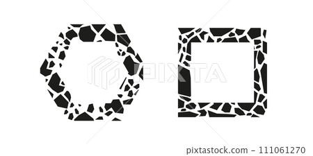 Terazzo mosaic frames. Black circles and square with ceramic granite tiles 111061270