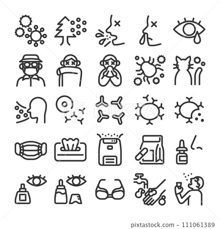 花粉對策/過敏對策圖標集 花粉對策/過敏對策圖標集 111061389