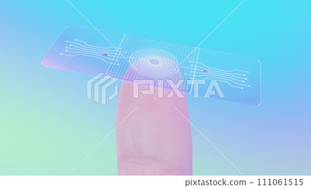 Hi Tech Vaccination Patch Close Up. Transdermal Vaccination: A Futuristic Method Using a Transparent Patch with Micro-Needles and Microchips, 3D rendering. 111061515