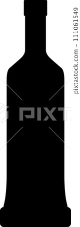 Silhouette of Alcohol Glass Bottle Icon. Vector Illustration. Silhouette of Alcohol Glass Bottle Icon. Vector Illustration. 111061549