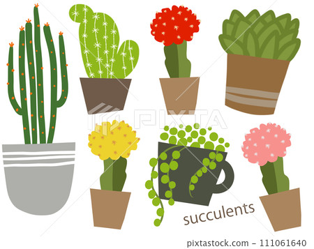 種植在花盆裡的仙人掌的插圖 種植在花盆裡的仙人掌的插圖 111061640