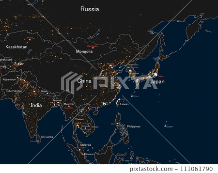 World map Earth BG background image city name country name night view 111061790