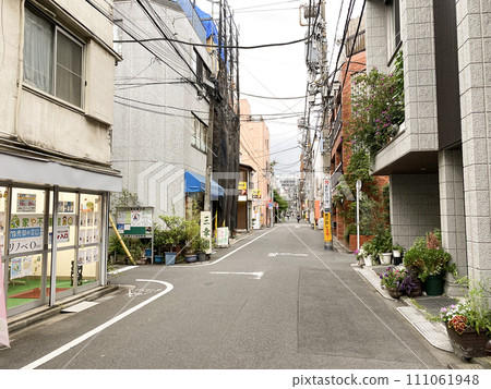 住宅區的道路。東京路。 111061948