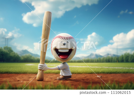 A funny animated baseball holding a bat. A funny animated baseball holding a bat. 111062015