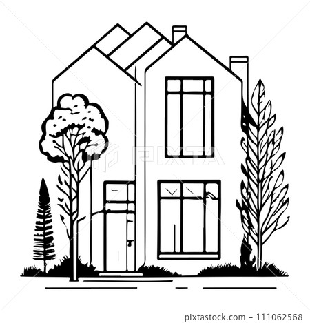 house modern simple illustration sketch hand draw  111062568