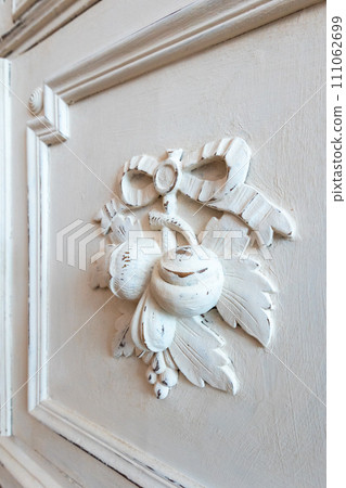 Vintage decoration, antique white furniture, close-up 111062699