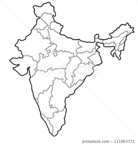 Map of India (line drawing) 111063772