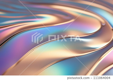 Holographic foil. Abstract wallpaper background. Hologram texture, liquid wave. Modern design. 111064004