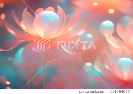 Small pink flowers on a soft baby blue and pink background outdoors. Floral background Small pink flowers on a soft baby blue and pink background outdoors. Floral background 111064005