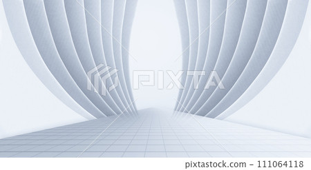 White curved arch building future extension tunnel space background 111064118