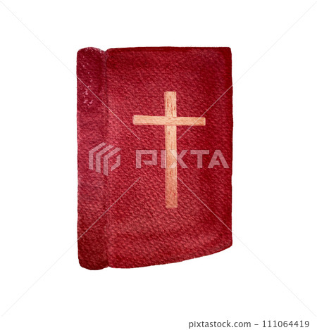 Watercolor hand drawn red book illustration isolated on white Watercolor hand drawn red book illustration isolated on white 111064419