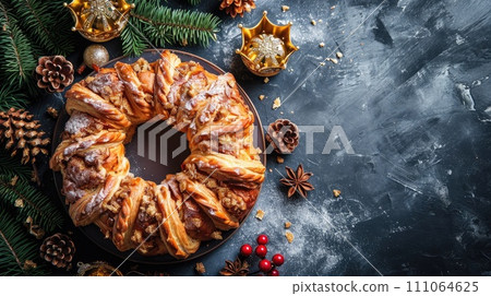 Festive Roscon de Reyes Pastry Festive Roscon de Reyes Pastry 111064625