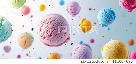 Airborne Ice Cream Scoops in Vivid Colors 111064656