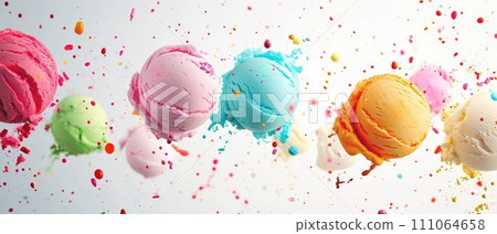 Airborne Ice Cream Scoops in Vivid Colors Airborne Ice Cream Scoops in Vivid Colors 111064658