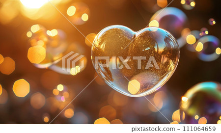 Heart-Shaped Bubbles in Neon Lights Heart-Shaped Bubbles in Neon Lights 111064659