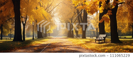 AI-generated content. park avenue in autumn beautiful nature landscape 111065229