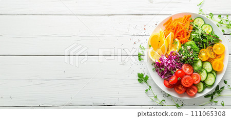 National nutrition month, fresh organic colorful vegetables 111065308