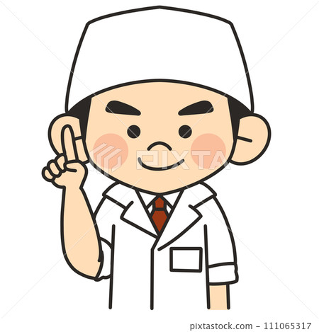 Illustration of a sushi chef doing a pointing pose Illustration of a sushi chef doing a pointing pose 111065317