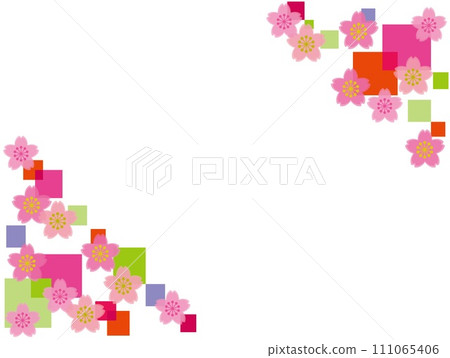 Cherry blossom geometric pattern frame 111065406