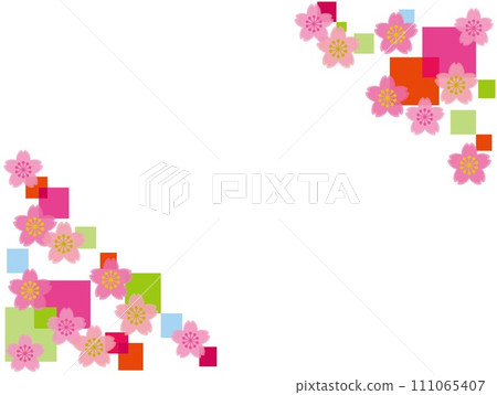 Cherry blossom geometric pattern frame 111065407