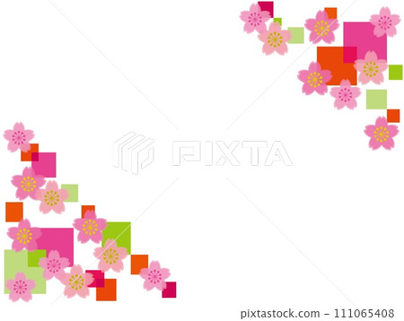 Cherry blossom geometric pattern frame 111065408
