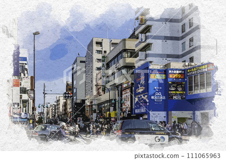 水彩風格新大久保大久保街韓國城東京新宿區 111065963