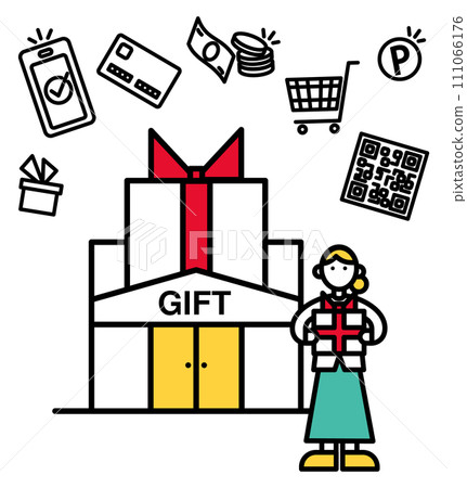 Simple line drawing gift shop illustration (people) 111066176