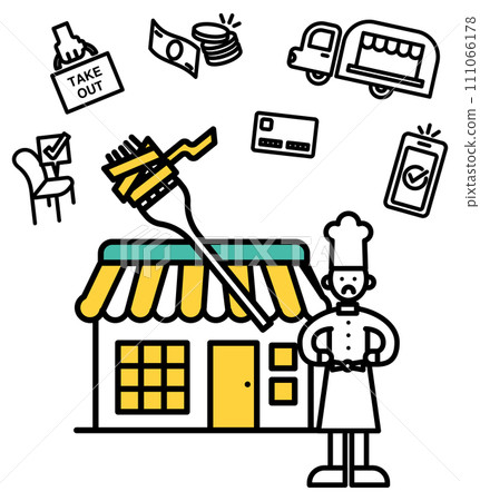 麵食店的簡單線條畫插圖(人) 麵食店的簡單線條畫插圖(人) 111066178