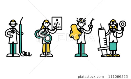 Simple line drawings of various hospital teachers (A) 111066223