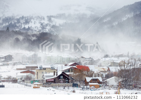 View of Bakuriani, winter resort in Georgia 111066232