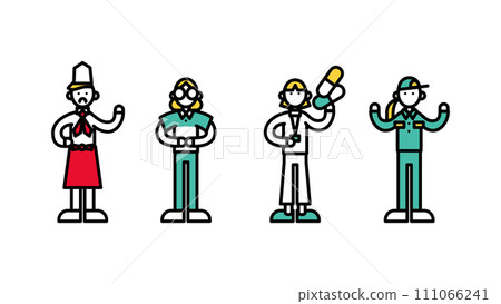 用簡單的線條畫在各個商店工作的人(D)的插圖 用簡單的線條畫在各個商店工作的人(D)的插圖 111066241
