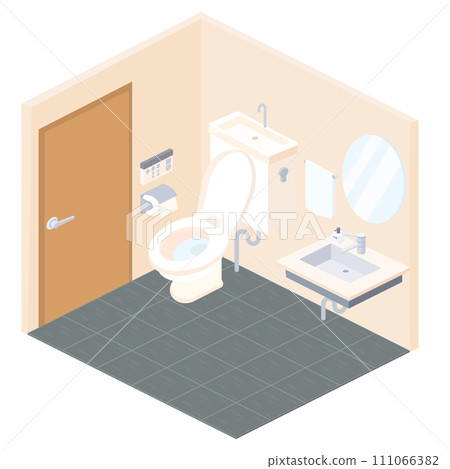 Isometric illustration of a toilet 111066382
